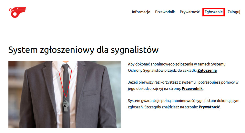 Przycisk "zgłoszenie"