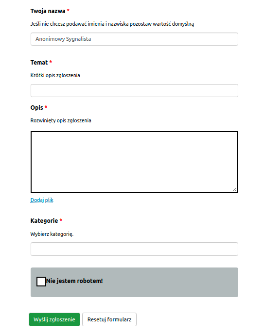 Formularz zgłoszenia